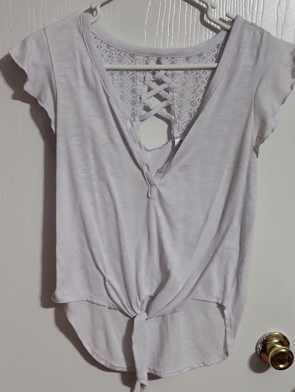 Shirt-No Boundaries White Lace-Back #3194